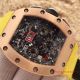 2017 Fake Richard Mille RM011 Chronograph Watch Rose Gold Case Yellow rubber  (4)_th.jpg